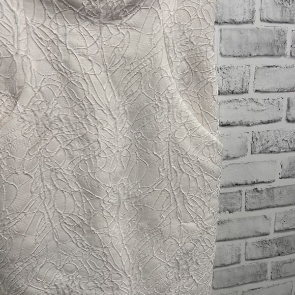 Pamella Roland White Beaded 100% Silk Made In The USA Size 4 Embossed Dress - Picture 3 of 14